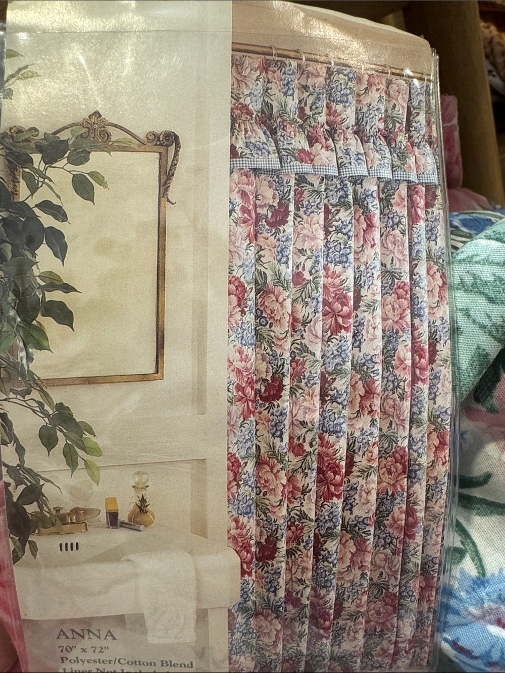 Vintage ANNA Shower curtain with Valance 70” x 48”L